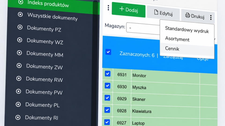 Nowość w Asystent Magazyn – drukowanie i wysyłanie cenników produktów PDF