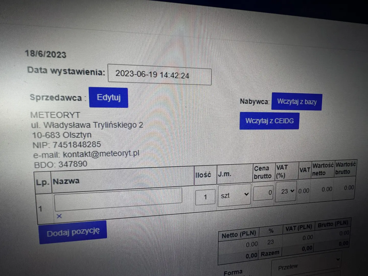 AKTUALIZACJA DLA SZYBKIEJ FAKTURY