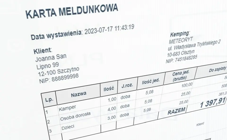 PŁATNOŚĆ BLIK W KEMPINGU