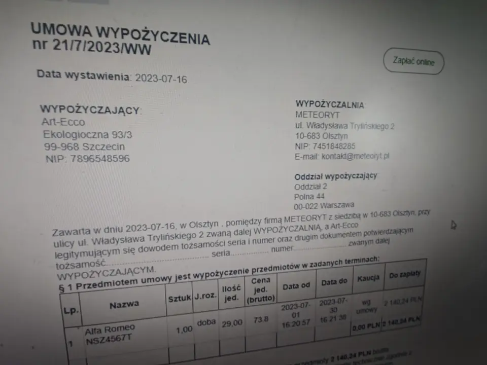 AKTUALIZACJA SYSTEMU WYPOŻYCZALNIA
