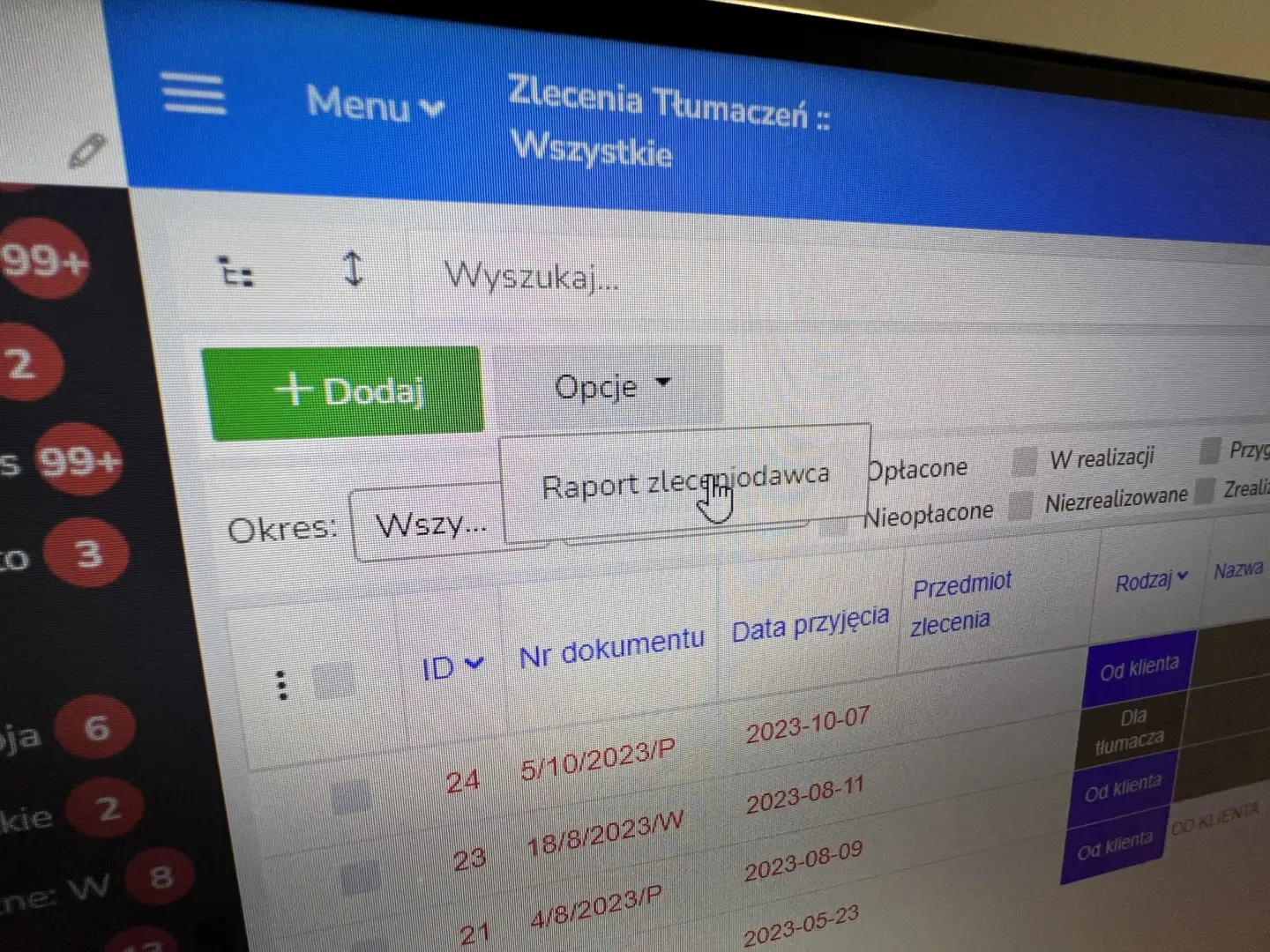 RAPORT W TŁUMACZENIACH