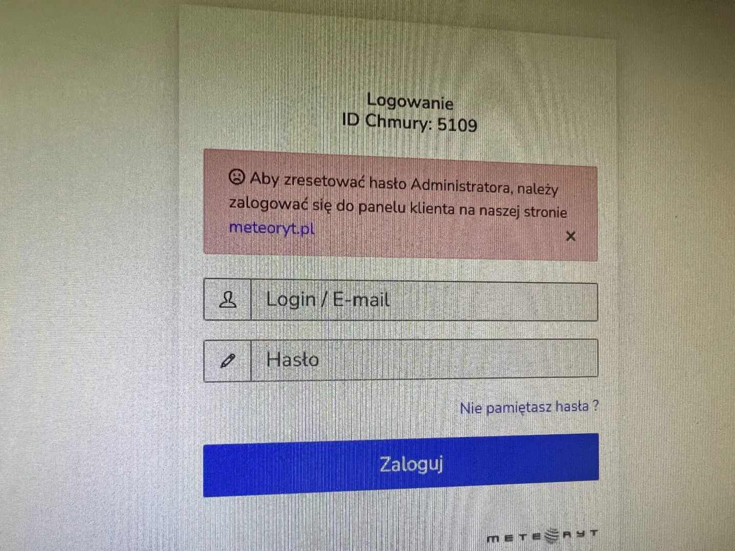 PRZYPOMNIENIE HASŁA W CHMURZE