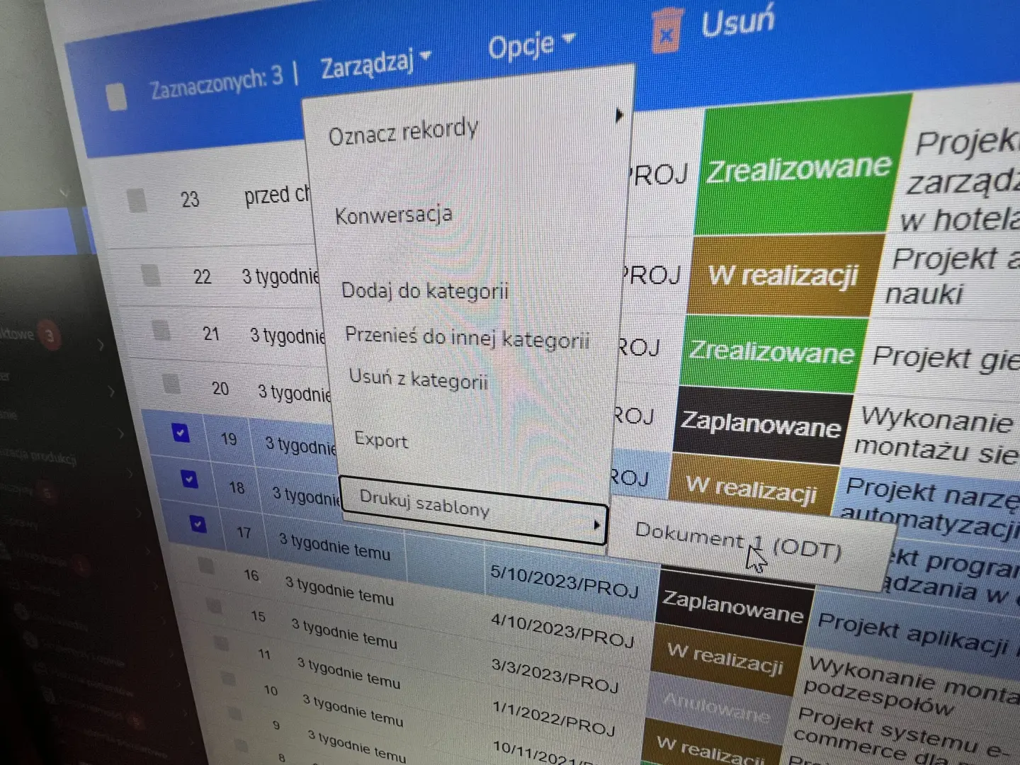 AKTUALIZACJA ZWIĄZANA Z WYDRUKIEM SZABLONÓW