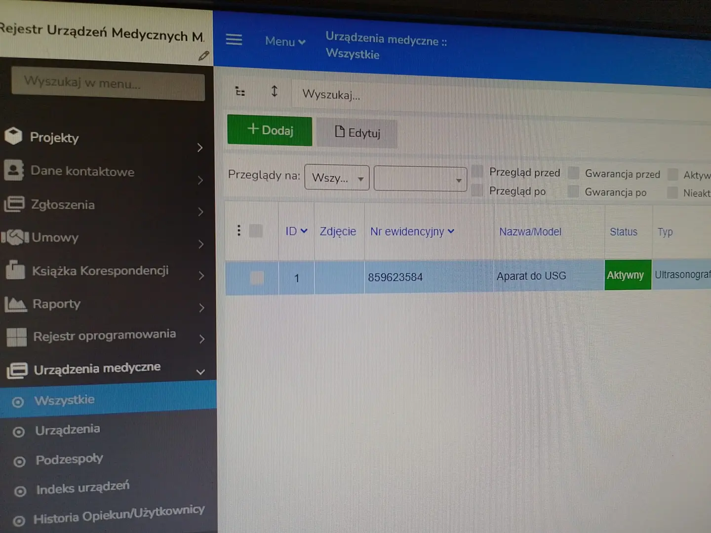 REJESTR URZĄDZEŃ MEDYCZNYCH