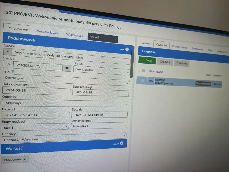 CZYNNOŚCI W MODULE PROJEKTY I CZŁONKOWIE