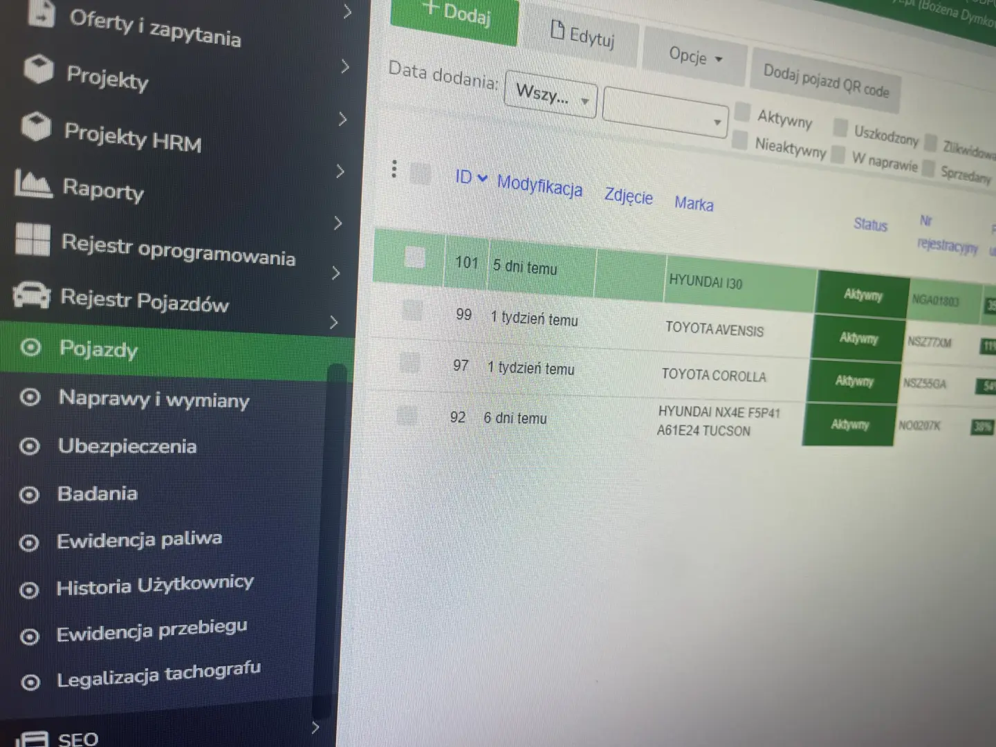 NOWY STATUS REJESTRZE POJAZDÓW