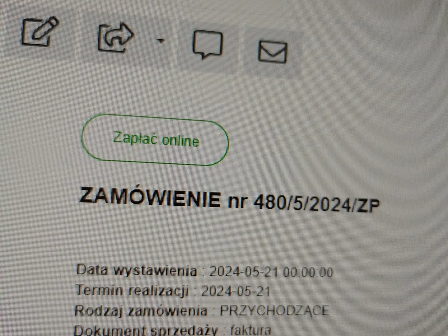 OPŁAĆ ONLINE W ZAMÓWIENIU