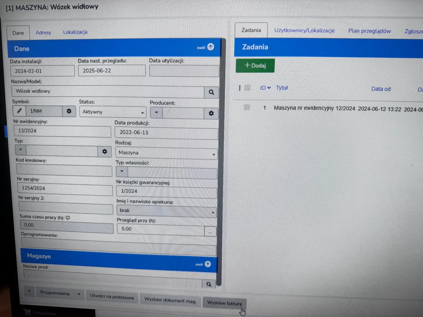 NOWE FUNKCJE W REJESTRZE MASZYN