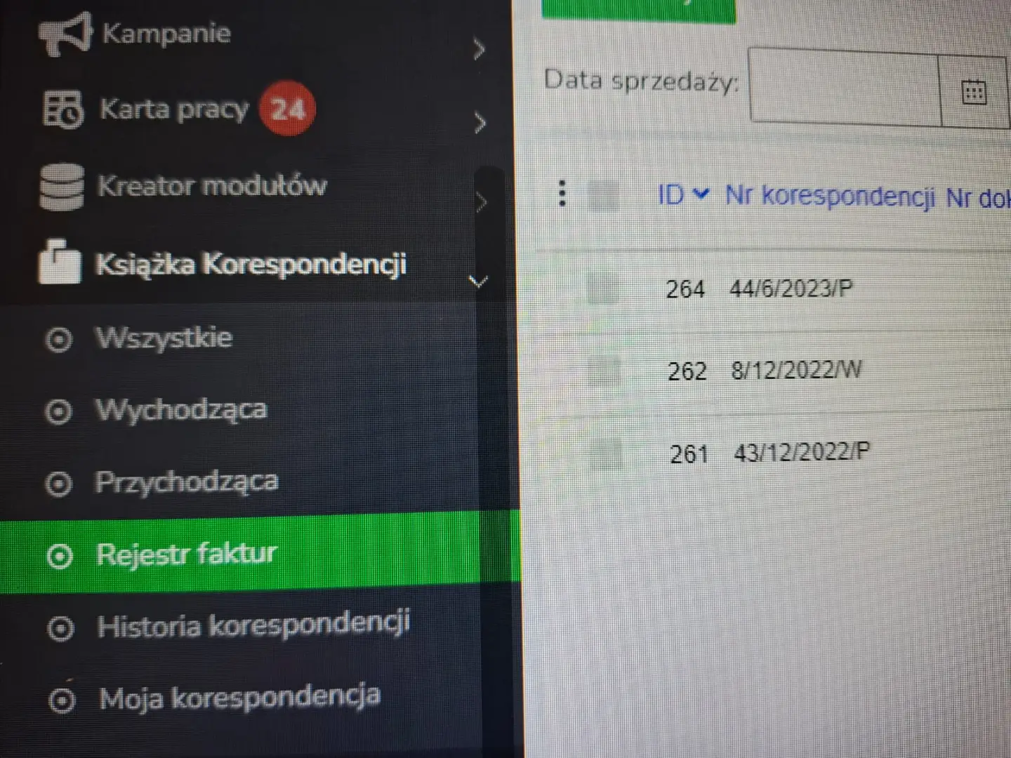 REJESTR FAKTUR W KSIĄŻCE KORESPONDENCJI OTRZYMAŁ NOWĄ FUNKCJONLNOŚĆ
