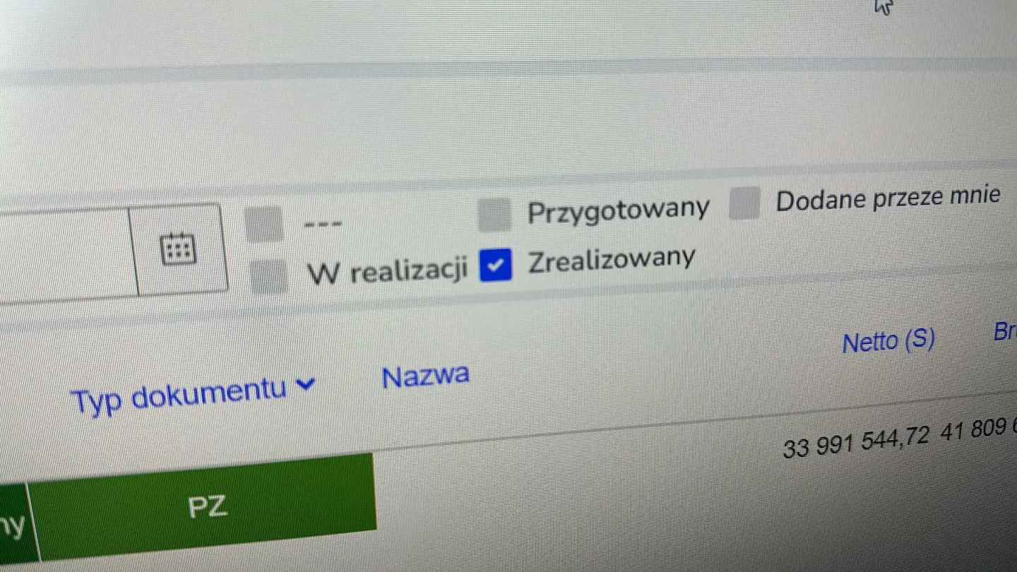 FILTROWANIE PO STATUSACH W DOKUMENTACH MAGAZYNOWYCH