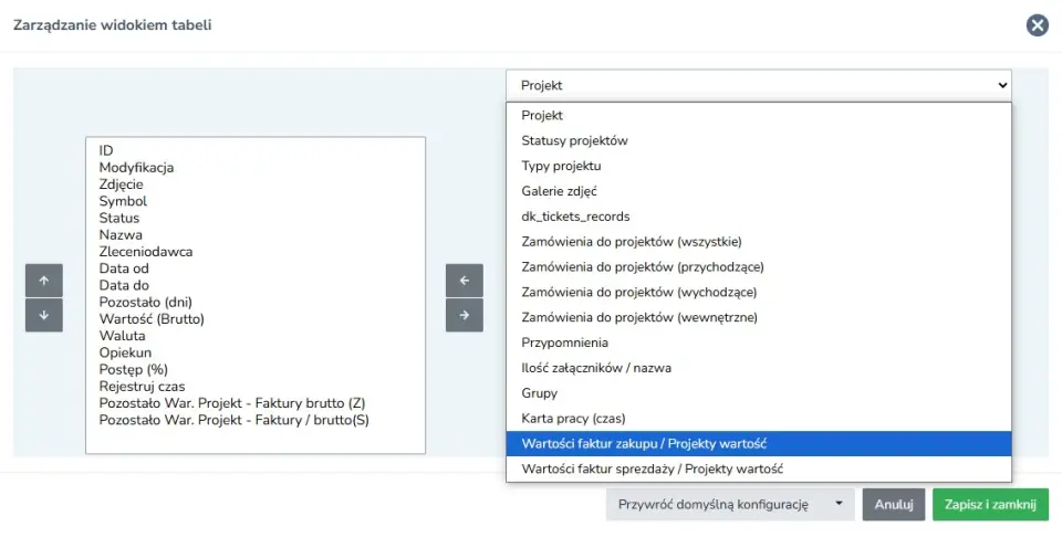 NOWA FUNKCJA W PROJEKTACH