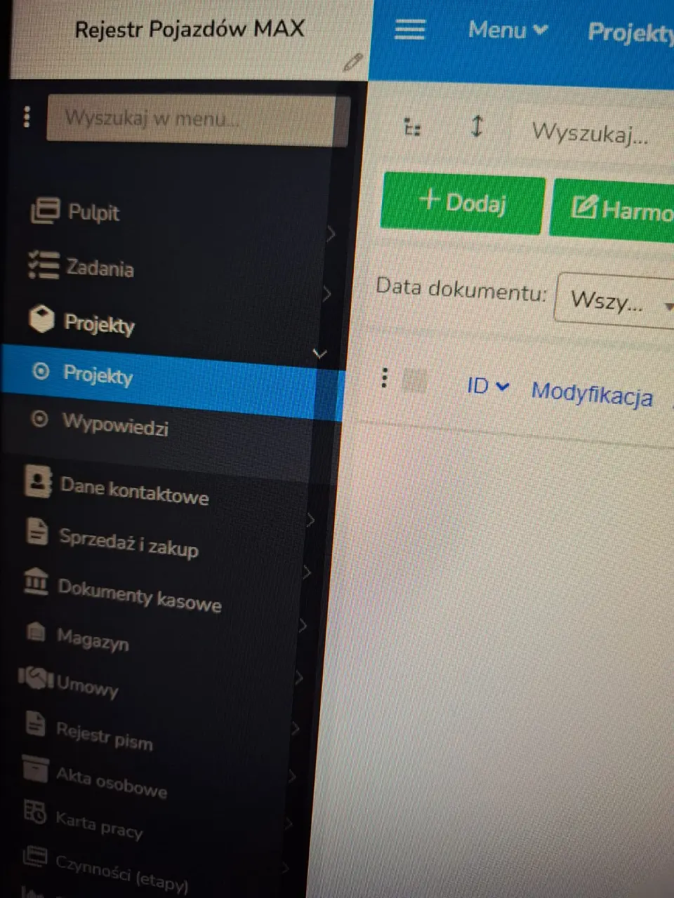 PROJEKTY W REJESTRZE POJAZDÓW