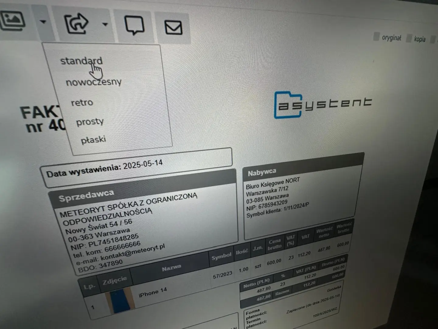 PERSONALIZACJA FAKTUR