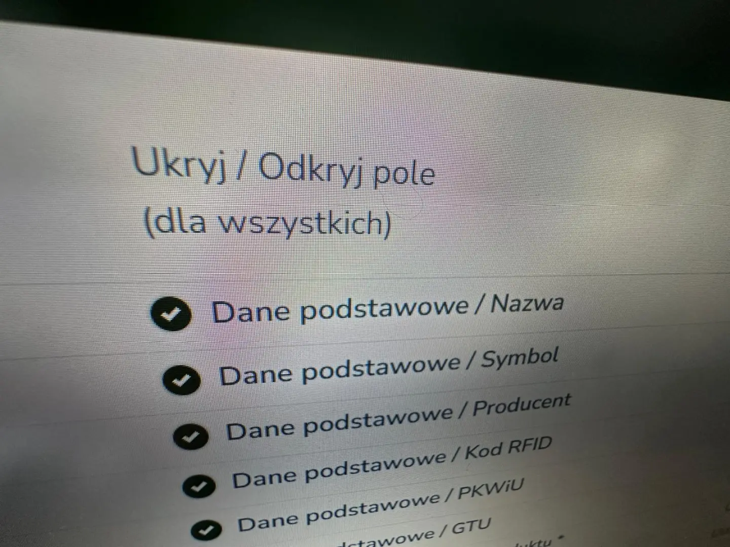 ZARZĄDZANIE WIDOKIEM PÓL