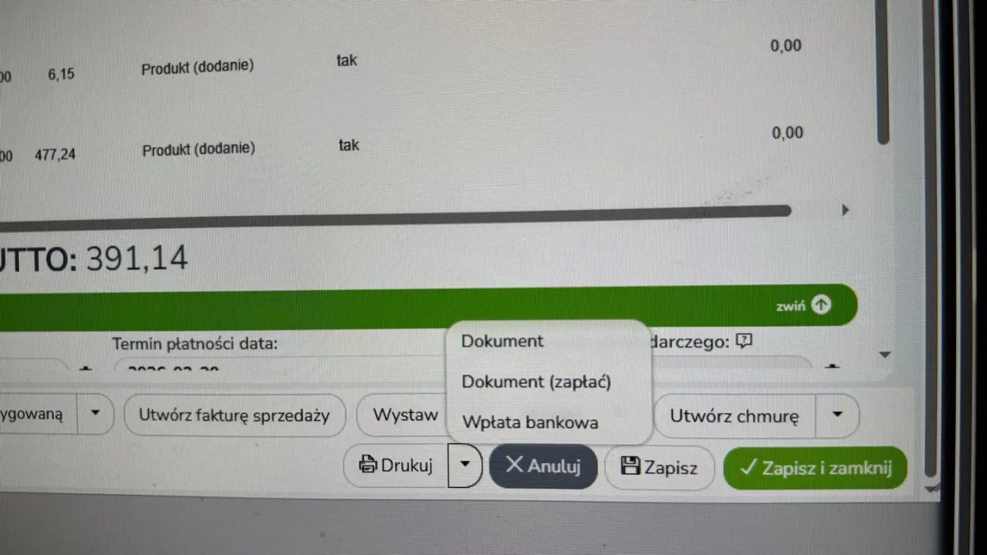 PŁATNOŚCI ONLINE DO 4500 ZŁ W FAKTURACH ZAKUPOWYCH